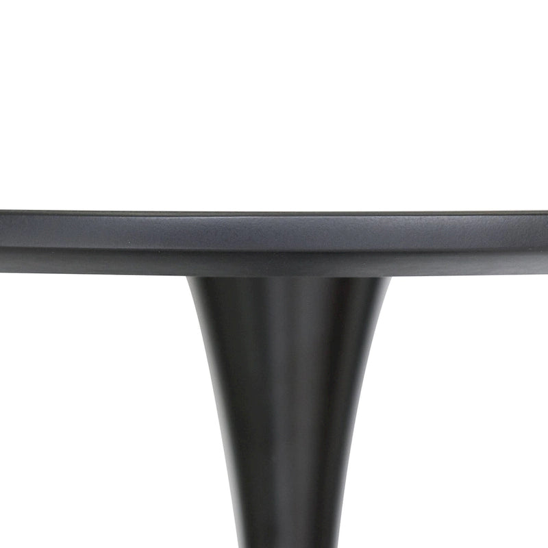 32 Mid Century Modern Round Dining Table, MDF Wood Top & Glossy Iron Pedestal Base for Kitchen & Dining Room