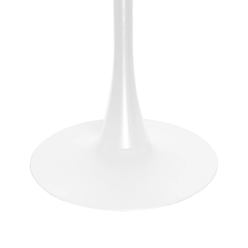 32 Mid Century Modern Round Dining Table, MDF Wood Top & Glossy Iron Pedestal Base for Kitchen & Dining Room
