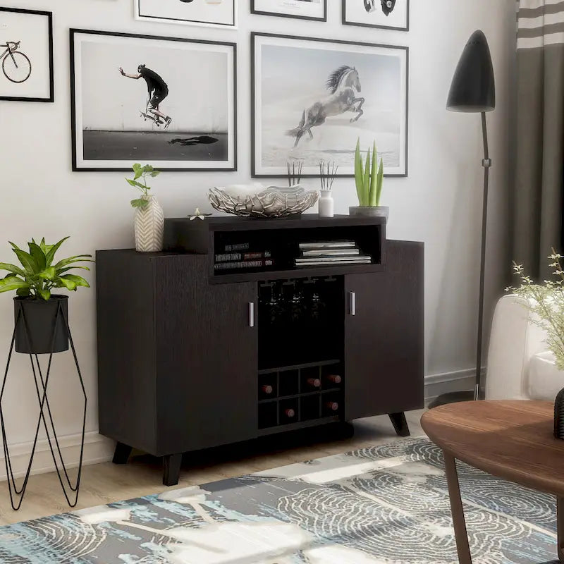 Contemporary 8-shelf Wine Cabinet Buffet