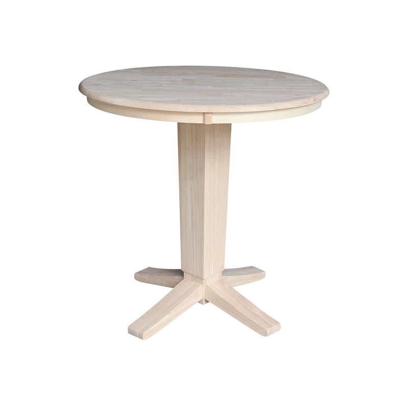 36 in Solid Wood Round Top Counter Height Pedestal Dining Table