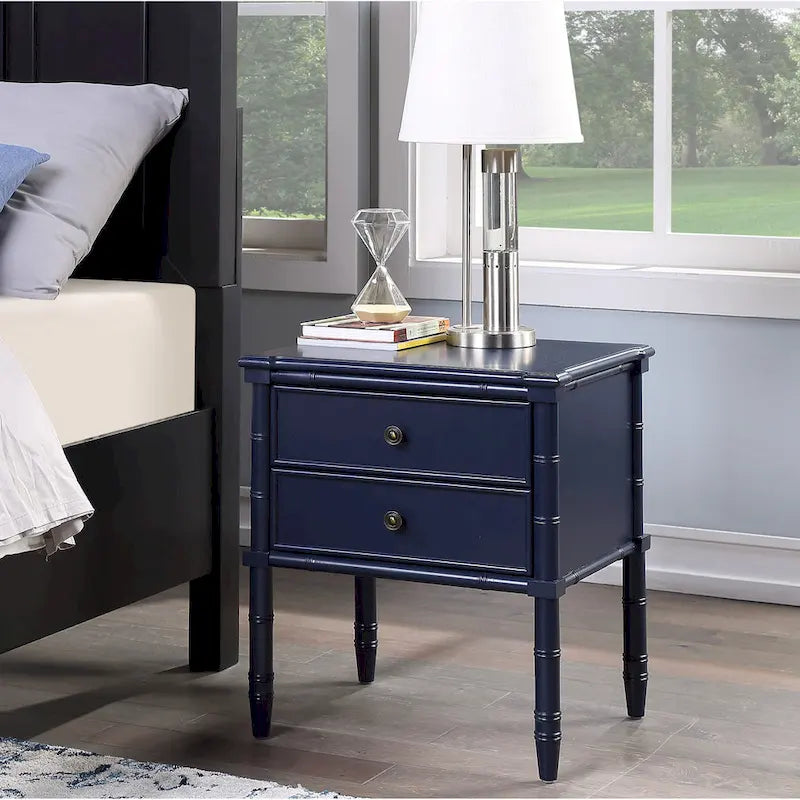 Carved Bamboo 2-drawer Nightstand by