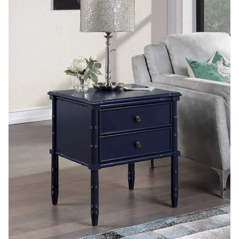 Carved Bamboo 2-drawer Nightstand by