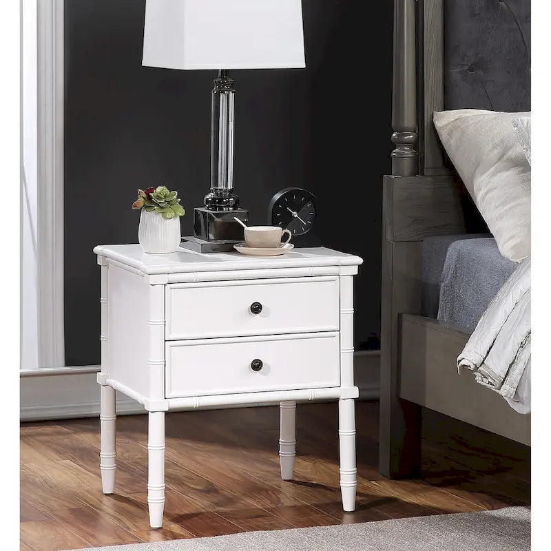 Carved Bamboo 2-drawer Nightstand by