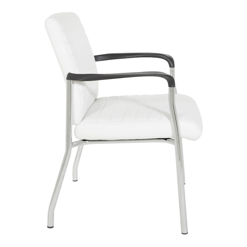 Guest Chair with Faux Leather and Chrome Frame