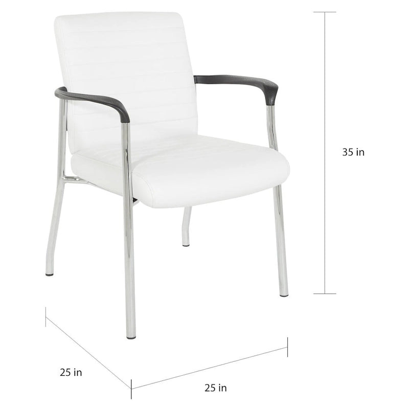 Guest Chair with Faux Leather and Chrome Frame