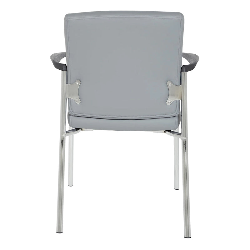 Guest Chair with Faux Leather and Chrome Frame