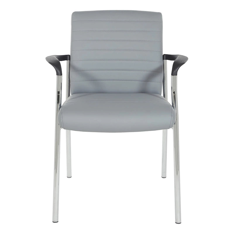 Guest Chair with Faux Leather and Chrome Frame