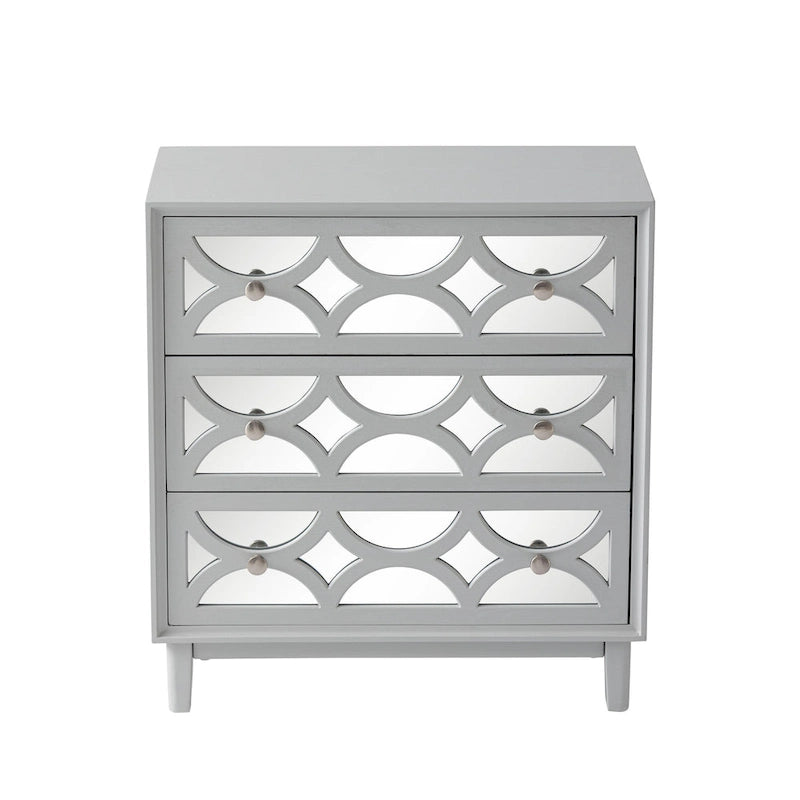 Contemporary Mirror Front Nightstand, Modern Dresser for Bedroom, Living Room, Entryway