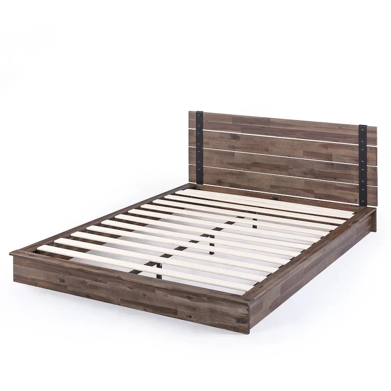 Metal and Wood Platform Bed Frame