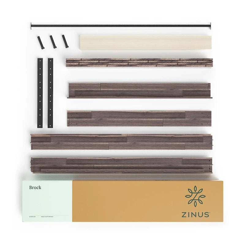 Metal and Wood Platform Bed Frame