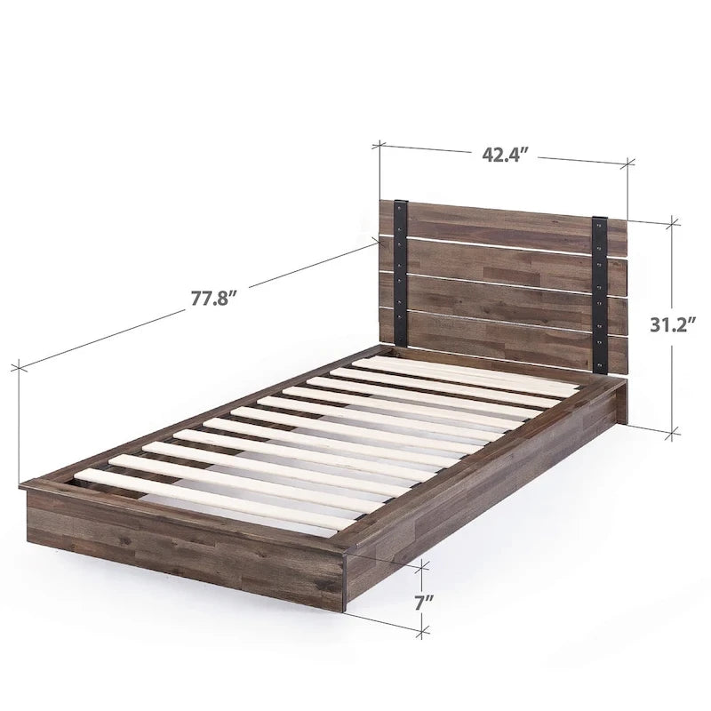 Metal and Wood Platform Bed Frame