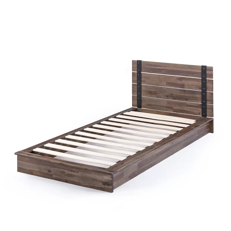 Metal and Wood Platform Bed Frame
