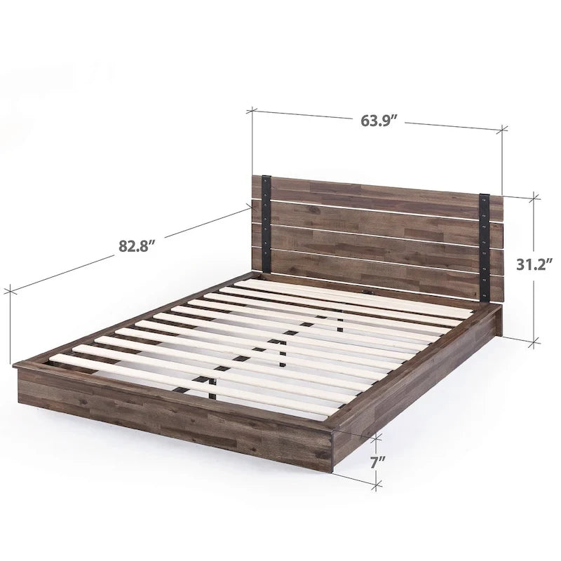 Metal and Wood Platform Bed Frame