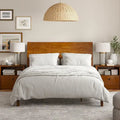 Mid-Century Modern Solid Wood Platform Bed with USB Ports and Storage Space by