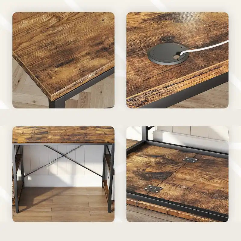 95.2 Inch L Shaped Desk with Shelves Home Office Computer Desk
