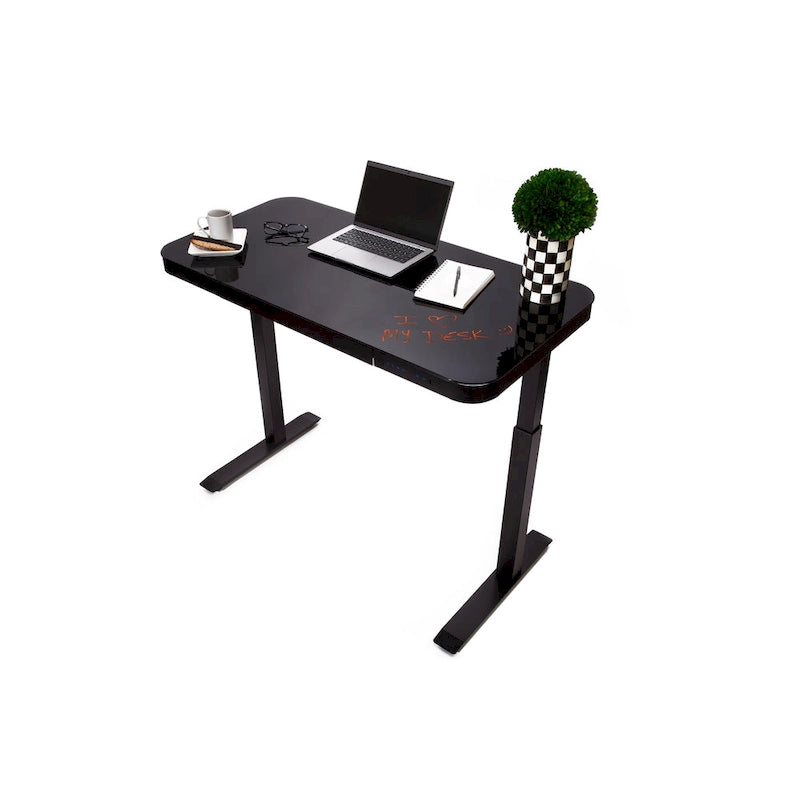 47.5 in Tempered Glass Electric Standing Desk Top Dual 2.4A USB Charging Port Height Adjustable to 47.5 in H
