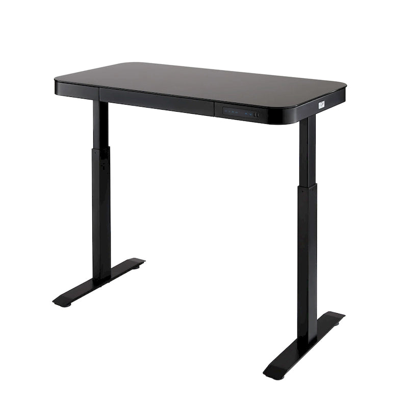 47.5 in Tempered Glass Electric Standing Desk Top Dual 2.4A USB Charging Port Height Adjustable to 47.5 in H