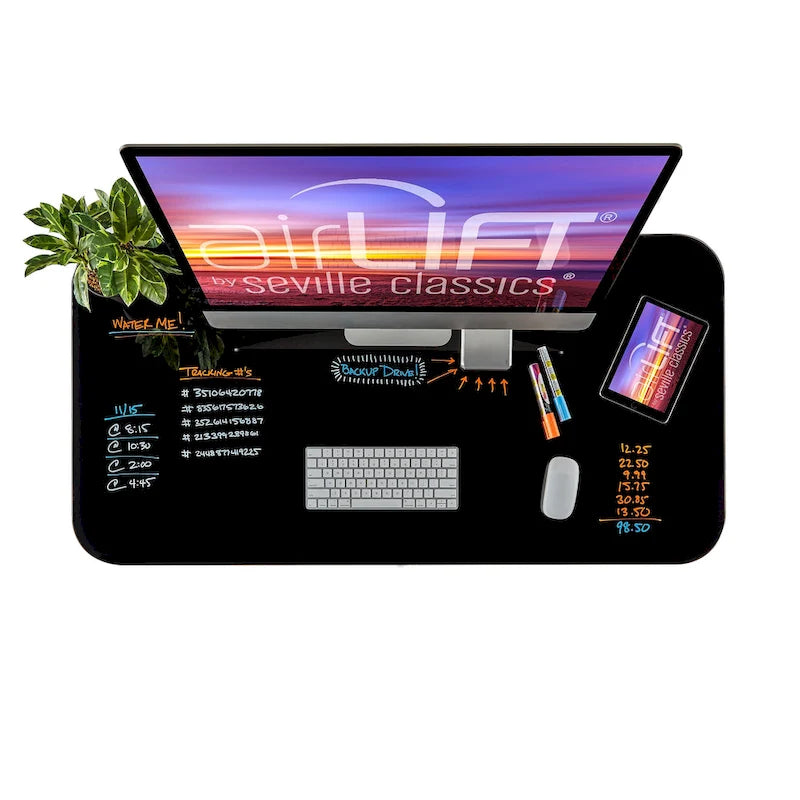 47.5 in Tempered Glass Electric Standing Desk Top Dual 2.4A USB Charging Port Height Adjustable to 47.5 in H