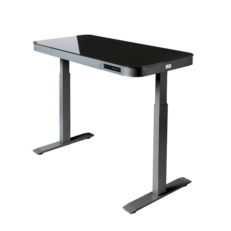 47.5 in Tempered Glass Electric Standing Desk Top Dual 2.4A USB Charging Port Height Adjustable to 47.5 in H
