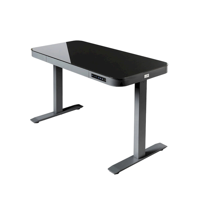 47.5 in Tempered Glass Electric Standing Desk Top Dual 2.4A USB Charging Port Height Adjustable to 47.5 in H