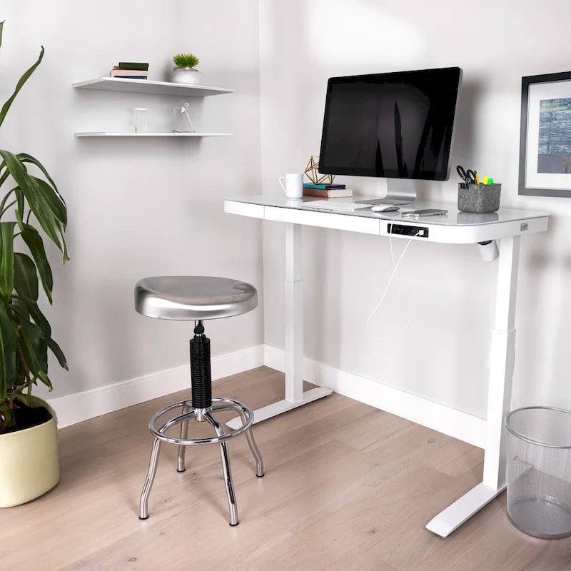 47.5 in Tempered Glass Electric Standing Desk Top Dual 2.4A USB Charging Port Height Adjustable to 47.5 in H