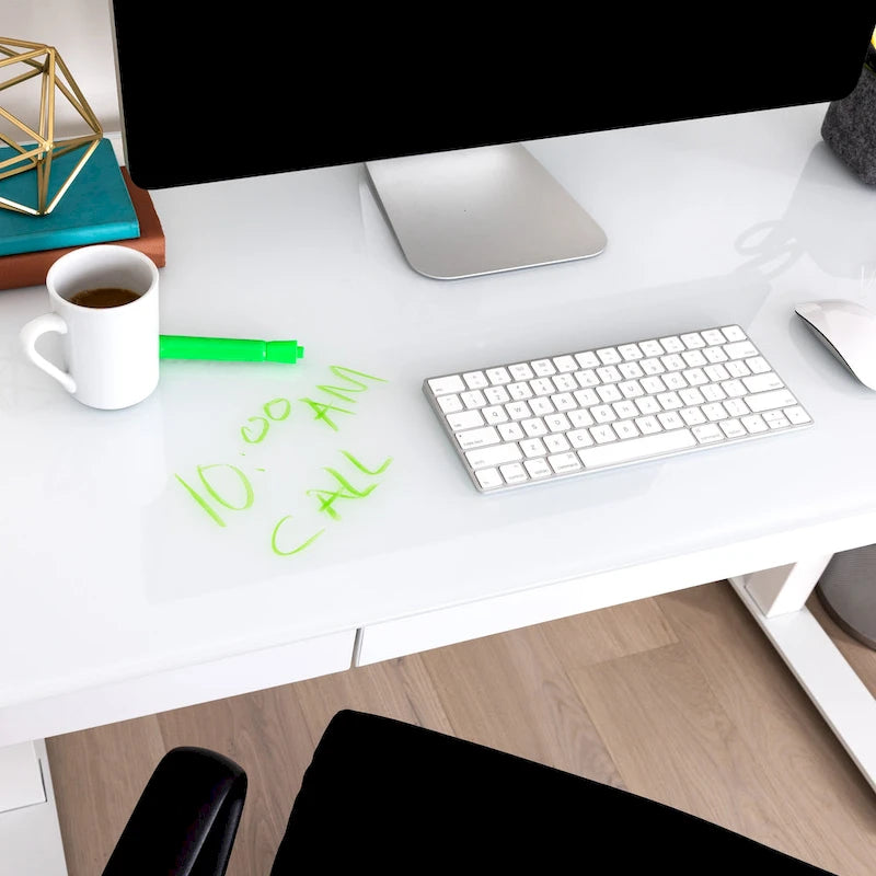 47.5 in Tempered Glass Electric Standing Desk Top Dual 2.4A USB Charging Port Height Adjustable to 47.5 in H