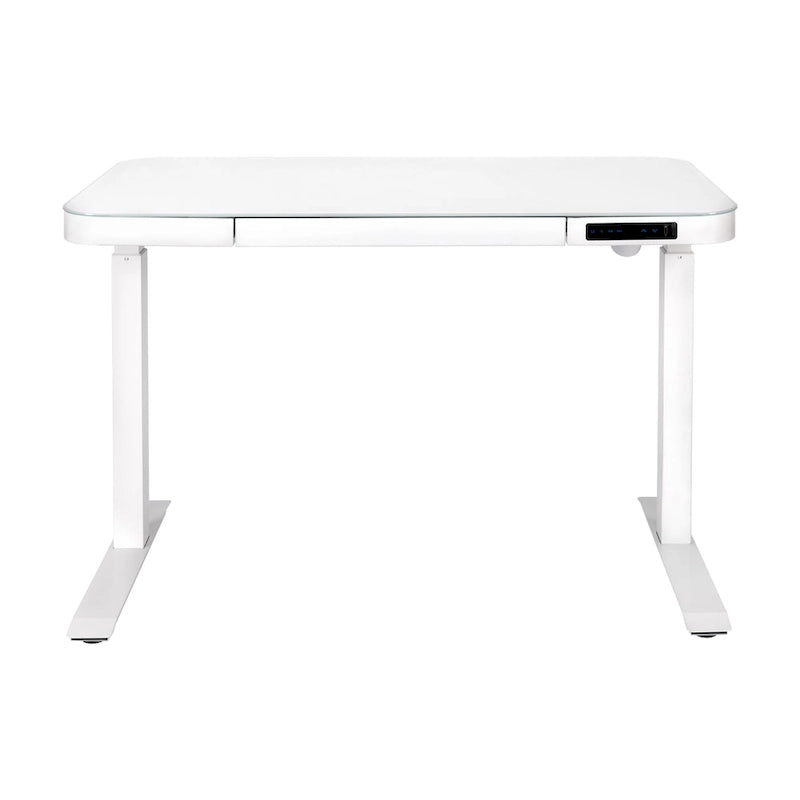 47.5 in Tempered Glass Electric Standing Desk Top Dual 2.4A USB Charging Port Height Adjustable to 47.5 in H