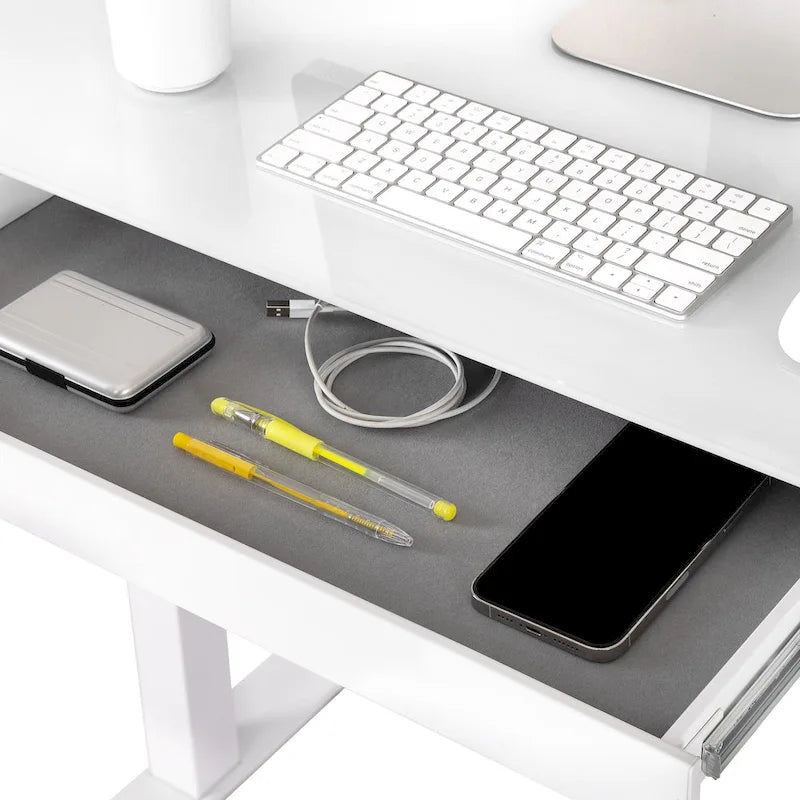 47.5 in Tempered Glass Electric Standing Desk Top Dual 2.4A USB Charging Port Height Adjustable to 47.5 in H
