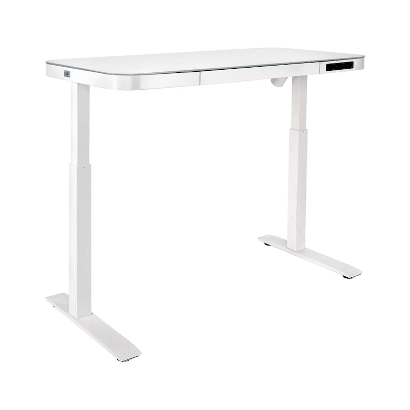 47.5 in Tempered Glass Electric Standing Desk Top Dual 2.4A USB Charging Port Height Adjustable to 47.5 in H