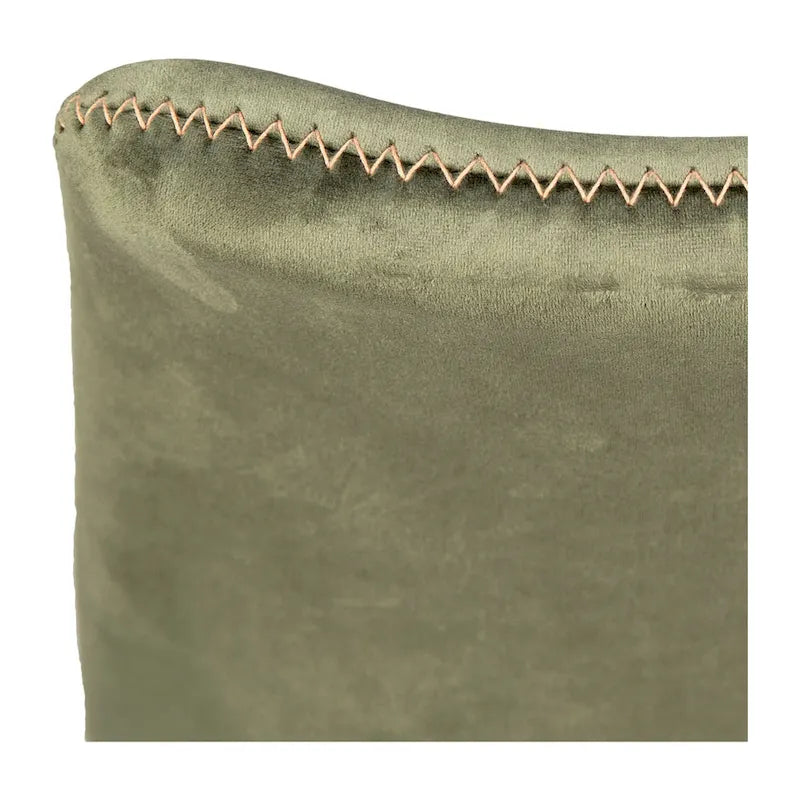 Velvet Upholstered Dining Side Chair Black Peg Legs, Olive Green