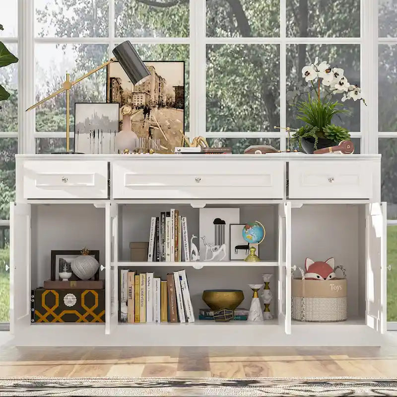 Large Entertainment Center Bookshelves 57x38 inch Hutch Space for TV