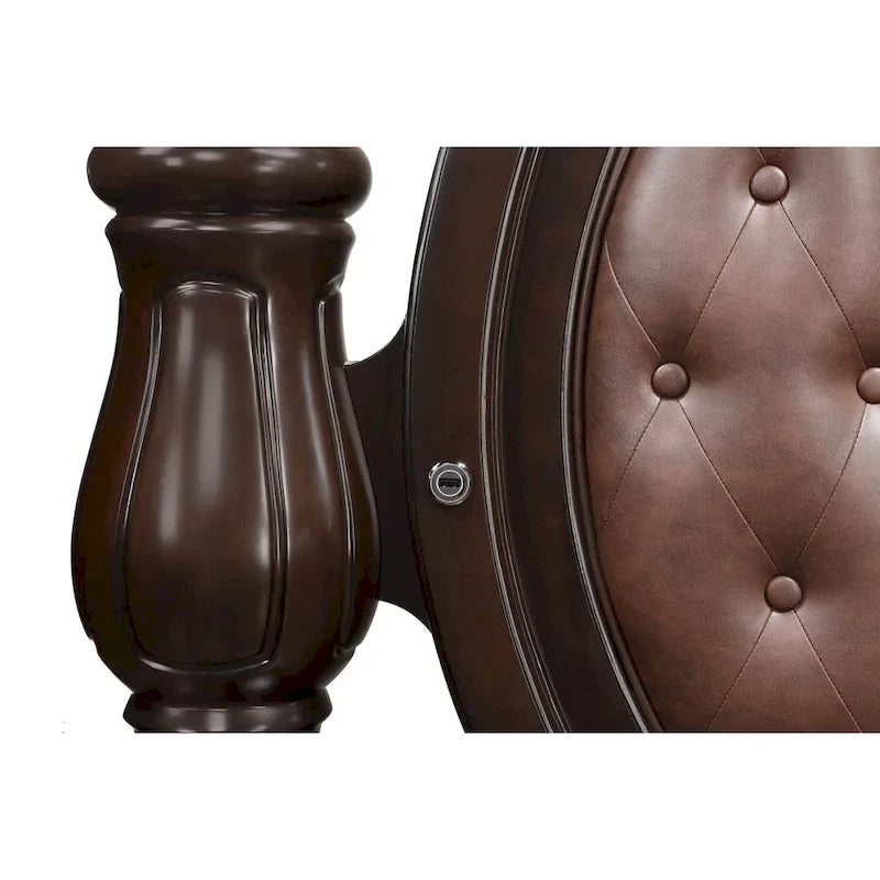 Walnut and Brown Canopy Bed