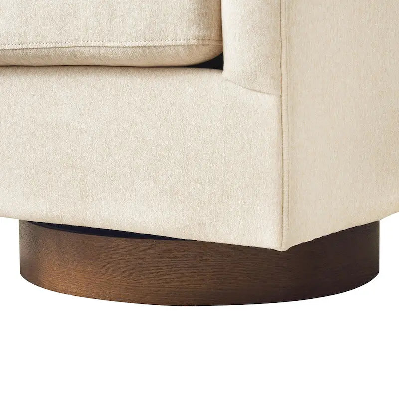 Modern Upholstered Wooden Accent Chair 360 Barrel Swivel Set of 2 Armchair for Living Room