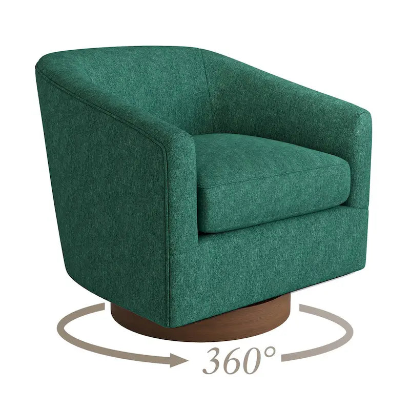 Modern Upholstered Wooden Accent Chair 360 Barrel Swivel Set of 2 Armchair for Living Room