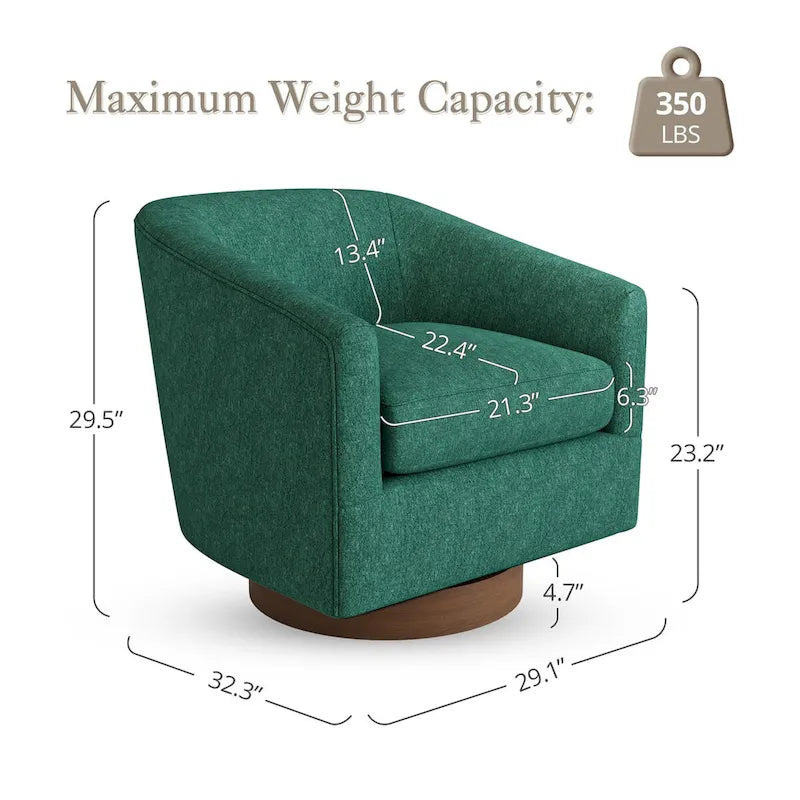 Modern Upholstered Wooden Accent Chair 360 Barrel Swivel Set of 2 Armchair for Living Room