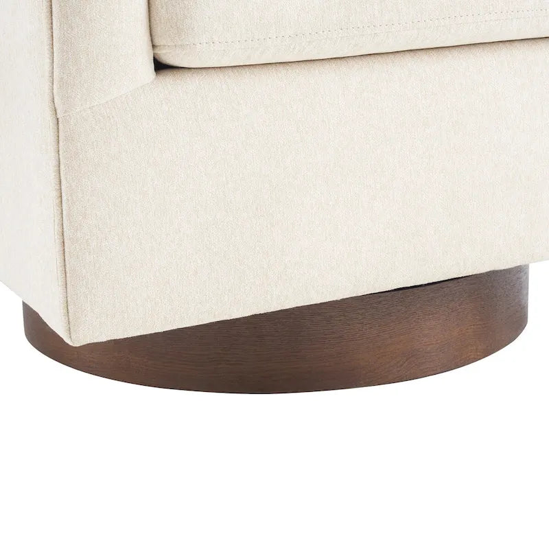 Modern Upholstered Wooden Accent Chair 360 Barrel Swivel Set of 2 Armchair for Living Room