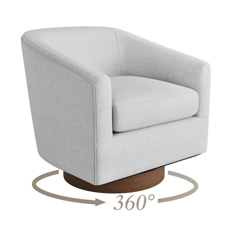 Modern Upholstered Wooden Accent Chair 360 Barrel Swivel Set of 2 Armchair for Living Room