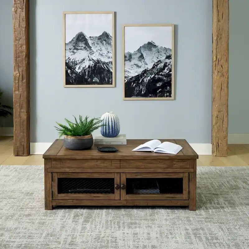 Weathered Toffee Lift Top Cocktail Table